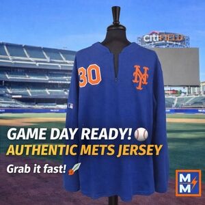 Majestic Royal Blue Long Sleeve Pullover with Orange Mets Accents